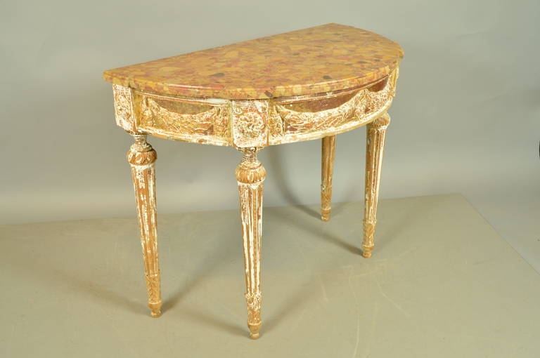 Late 18th Century French Louis XVI Console with Laurel Swags and Marble Top 2