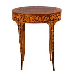 Antique Fine Early 19th Century Italian, Neoclassical Oval Table with Marquetry