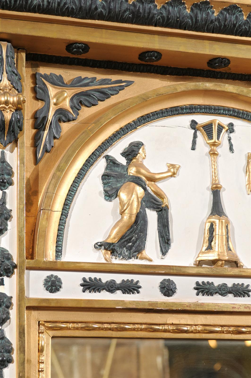 Specchio neoclassico svedese in legno dorato e dipinto di verde, 1820 circa in vendita 2
