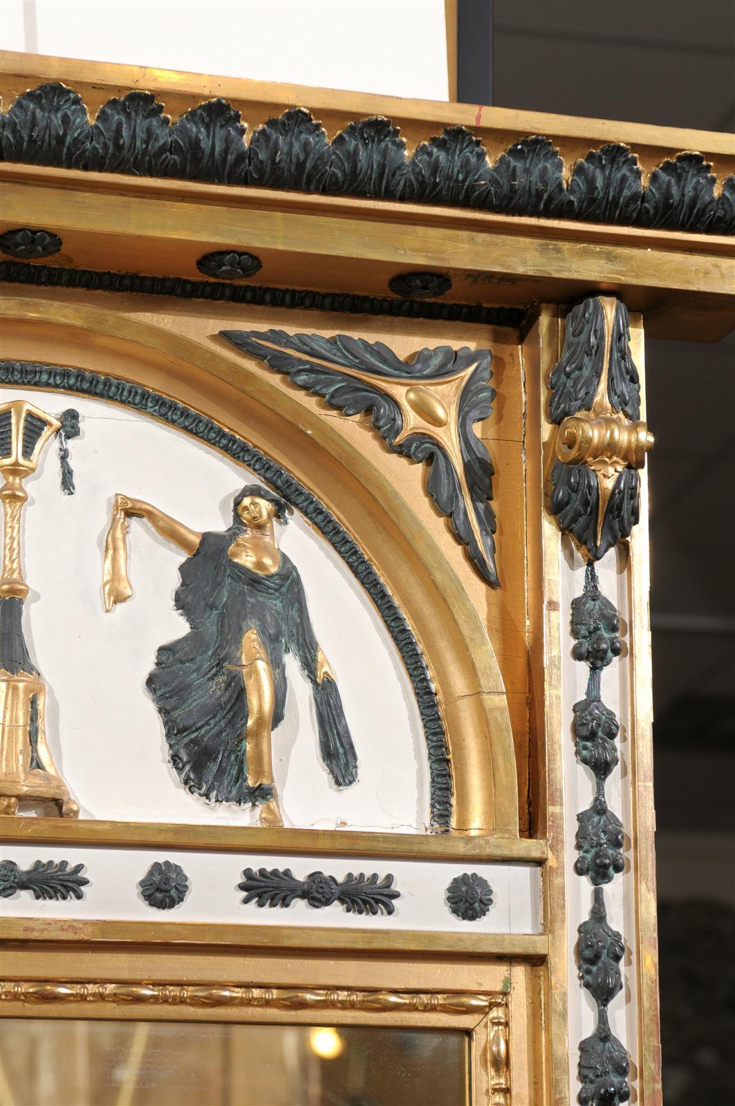 Specchio neoclassico svedese in legno dorato e dipinto di verde, 1820 circa In condizioni buone in vendita a Atlanta, GA