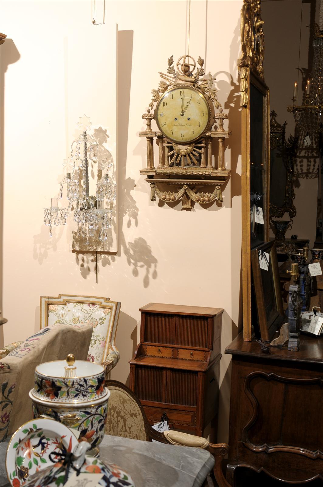 Swedish Neoclassical Giltwood Cartel Clock, circa 1800 In Excellent Condition In Atlanta, GA