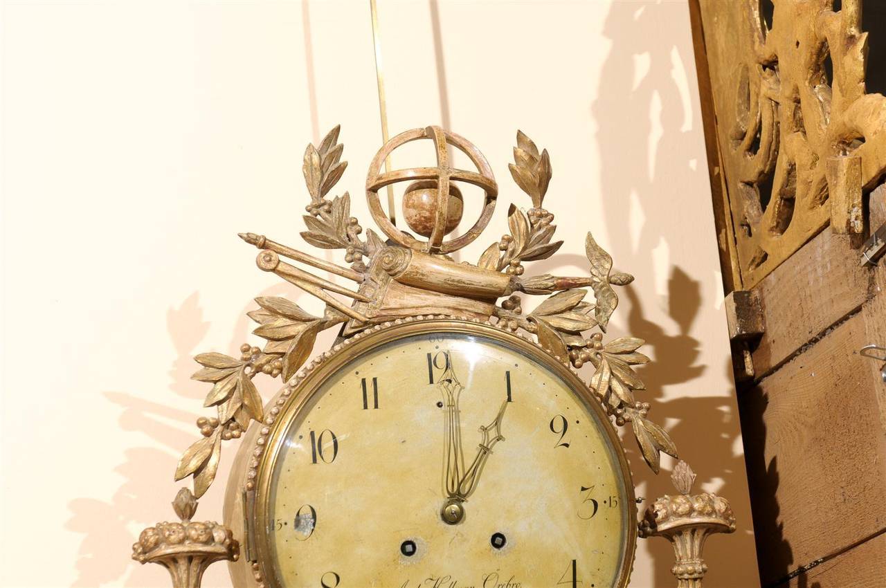 Swedish Neoclassical Giltwood Cartel Clock, circa 1800 3