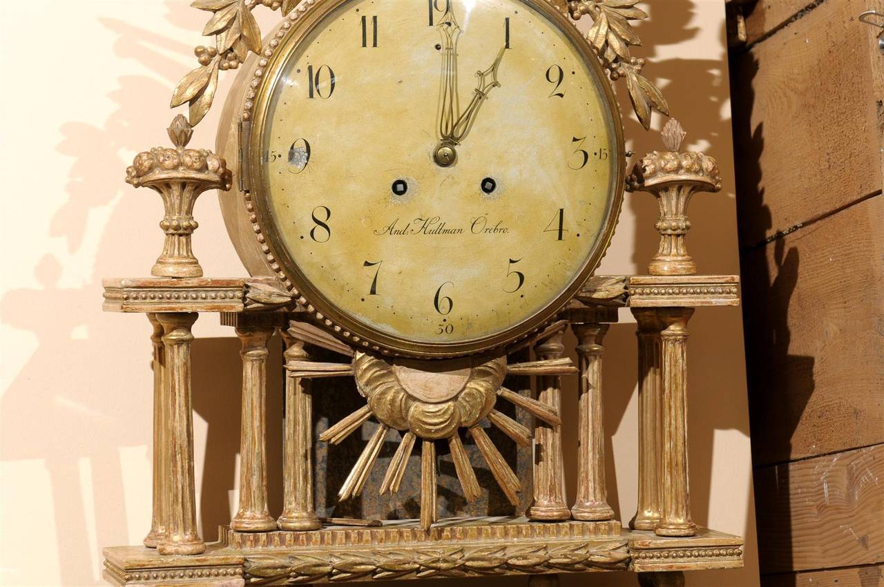 Swedish Neoclassical Giltwood Cartel Clock, circa 1800 6