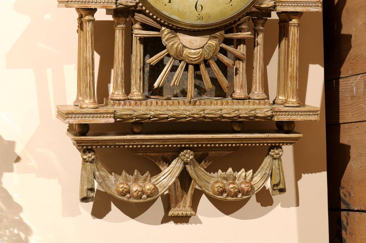Swedish Neoclassical Giltwood Cartel Clock, circa 1800 5