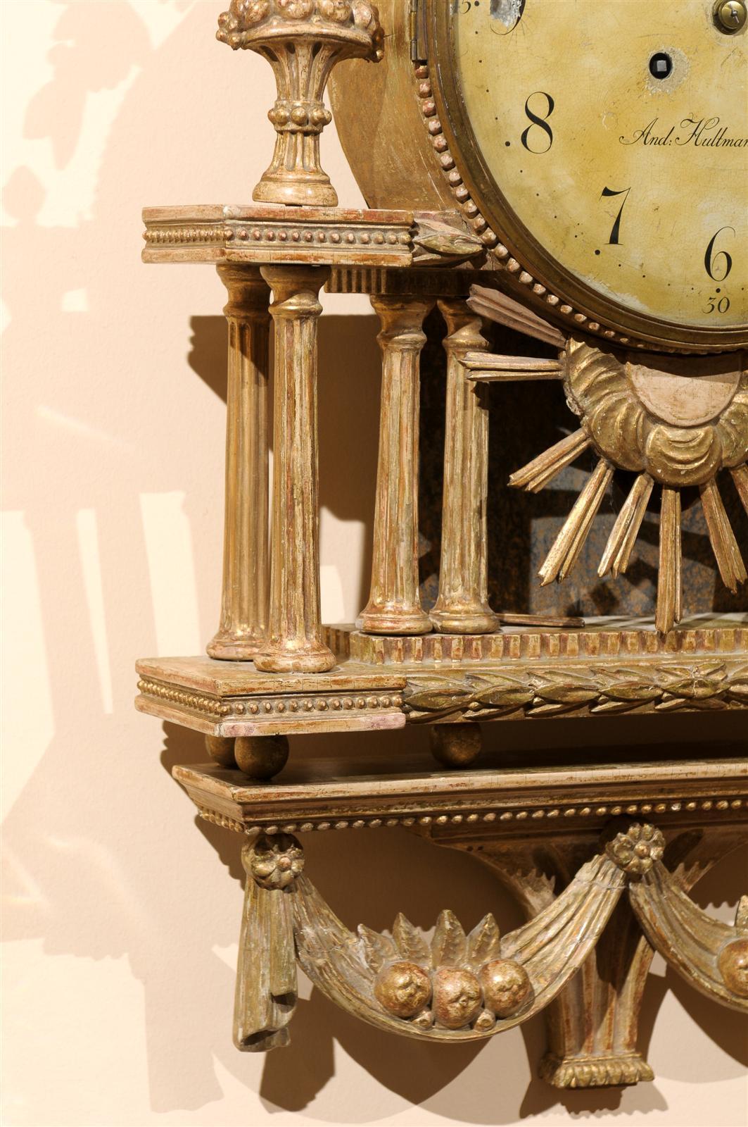 Swedish Neoclassical Giltwood Cartel Clock, circa 1800 1
