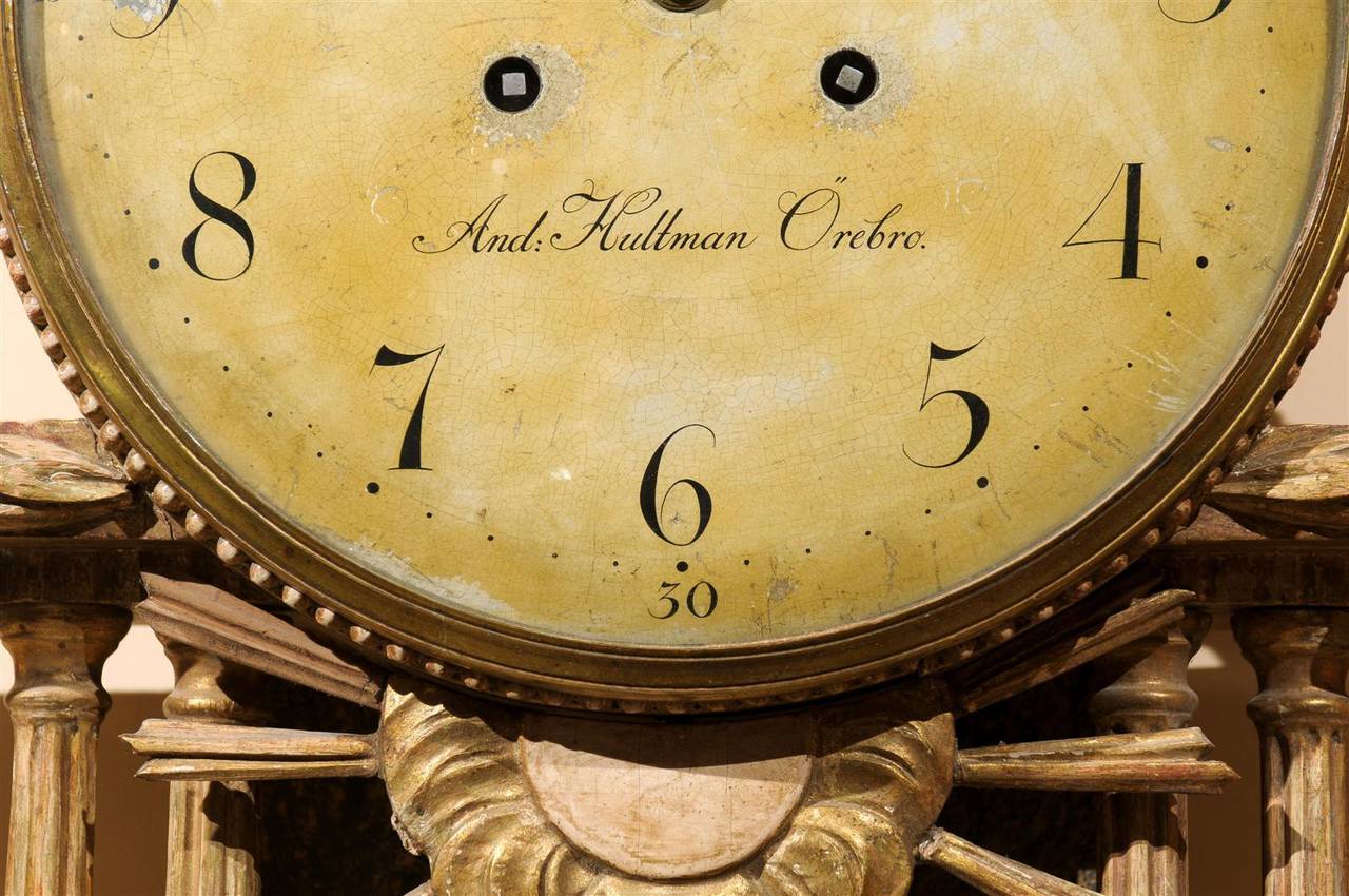 Swedish Neoclassical Giltwood Cartel Clock, circa 1800 2