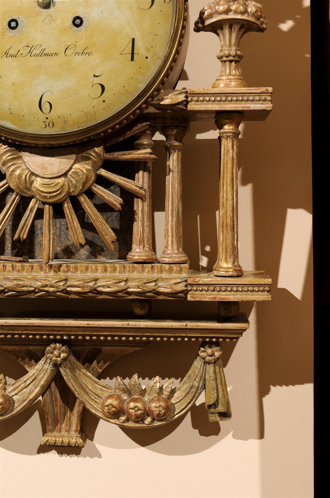 Swedish Neoclassical Giltwood Cartel Clock, circa 1800 4