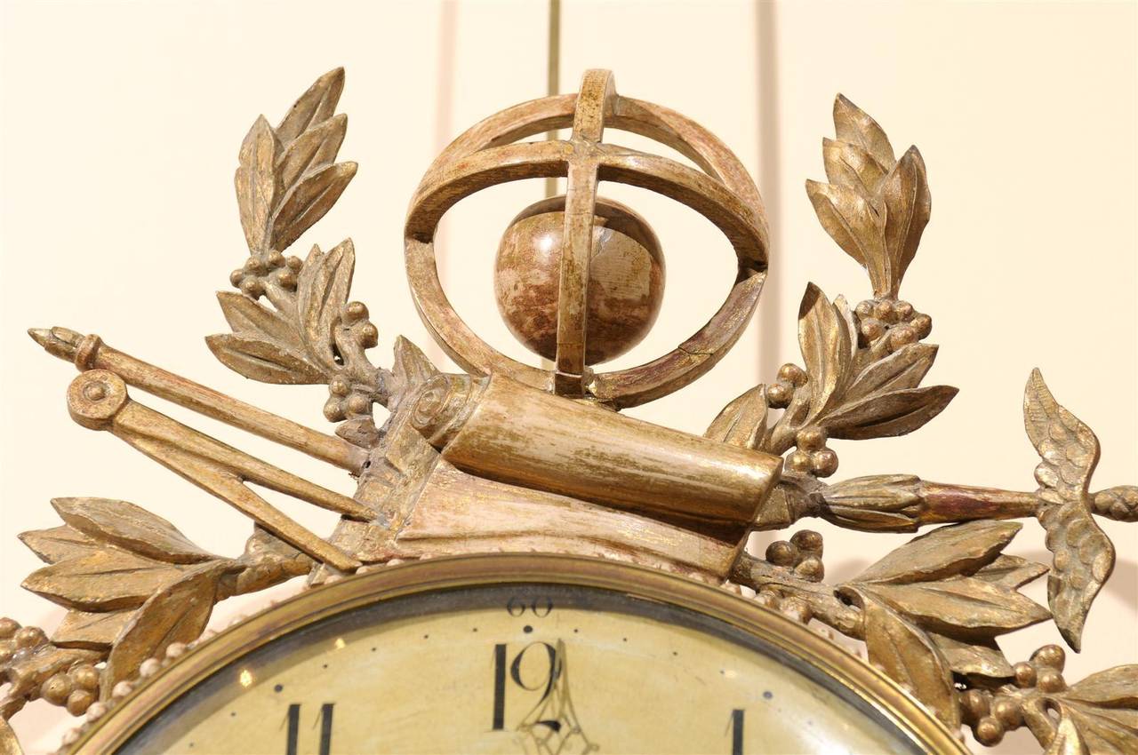 Early 19th Century Swedish Neoclassical Giltwood Cartel Clock, circa 1800