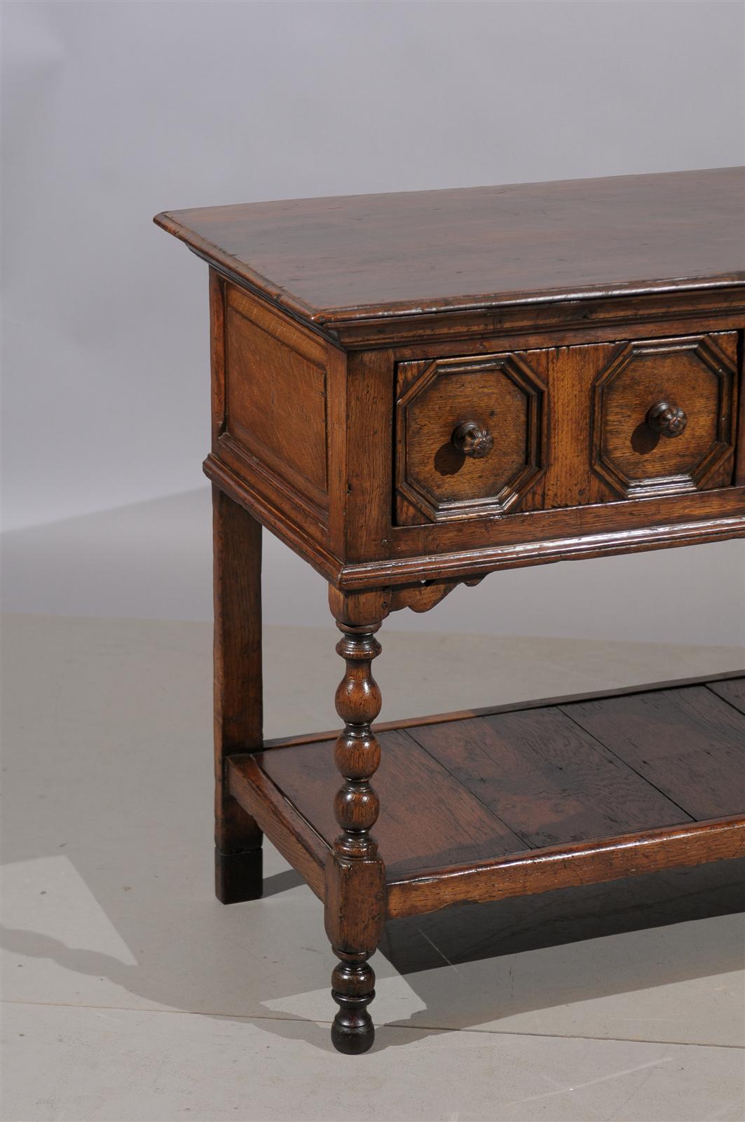 19th Century English Oak Dresser Base / Server In Excellent Condition In Atlanta, GA