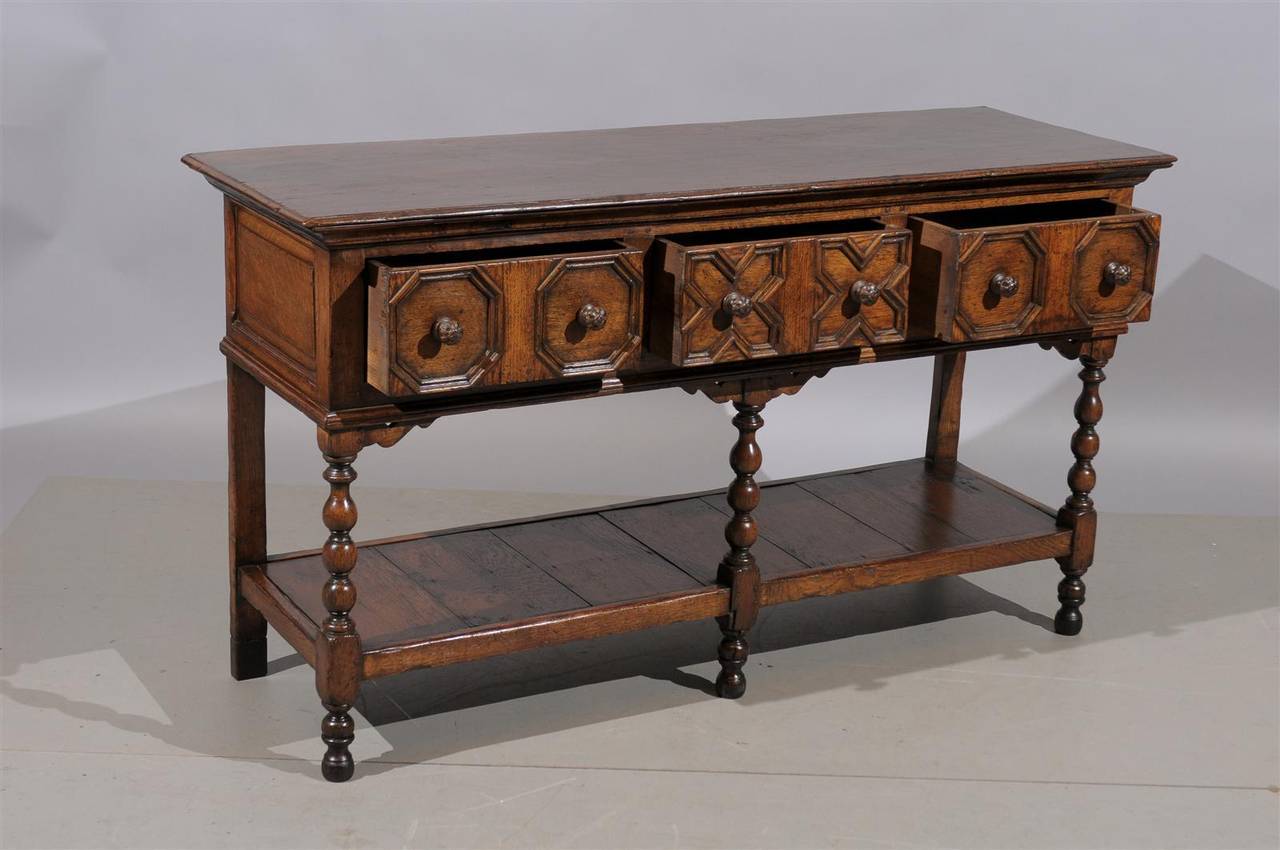 19th Century English Oak Dresser Base / Server 1