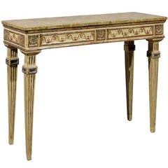 Narrow Italian Painted and Gilt Console Table