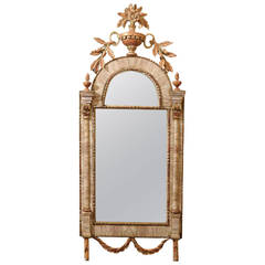 Italian Neoclassical Mirror with Inlaid Marble, circa 1790