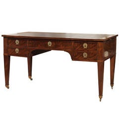 19th Century French Directoire Style Mahogany Bureau Plat with Leather Top