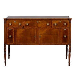 19th Century American Mahogany Sideboard with String Inlay and Reeded Legs