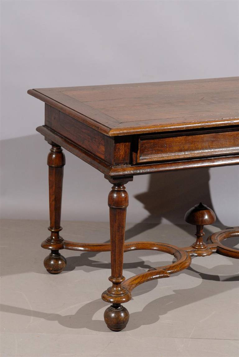18th Century Oak Table with Cross Stretcher and Drawer In Excellent Condition In Atlanta, GA