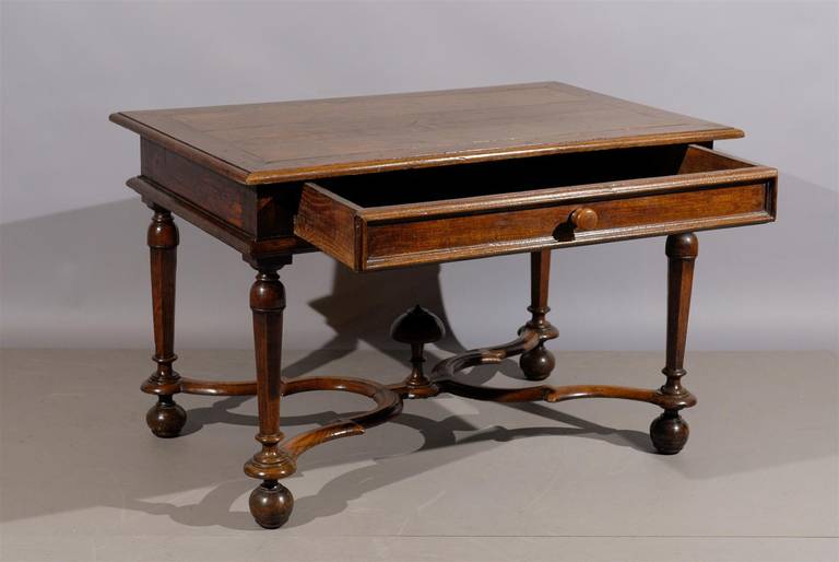 18th Century Oak Table with Cross Stretcher and Drawer 2