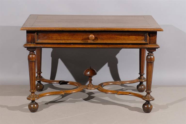 18th Century Oak Table with Cross Stretcher and Drawer 5