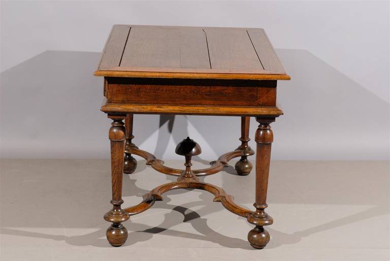 18th Century Oak Table with Cross Stretcher and Drawer 3