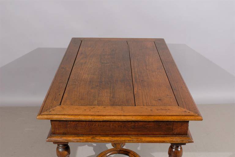 18th Century Oak Table with Cross Stretcher and Drawer 1