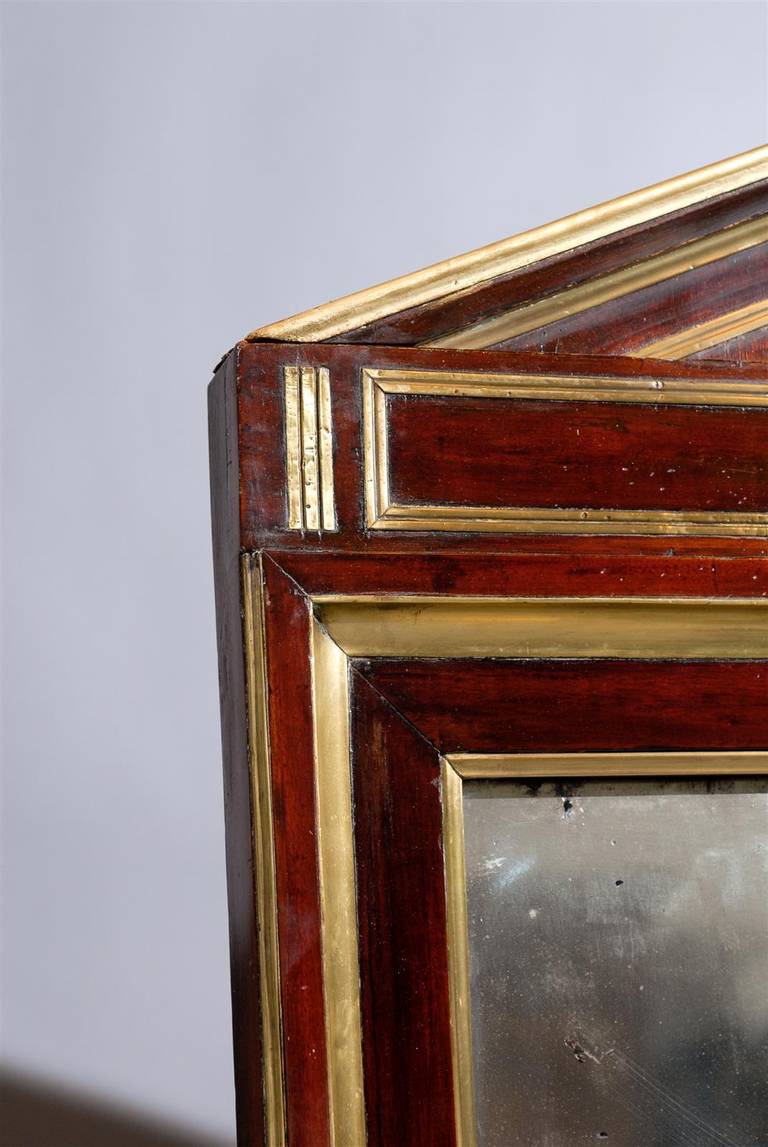Early 19th Century Russian Mahogany Mirror with Triangular Top and Brass Inlay 5