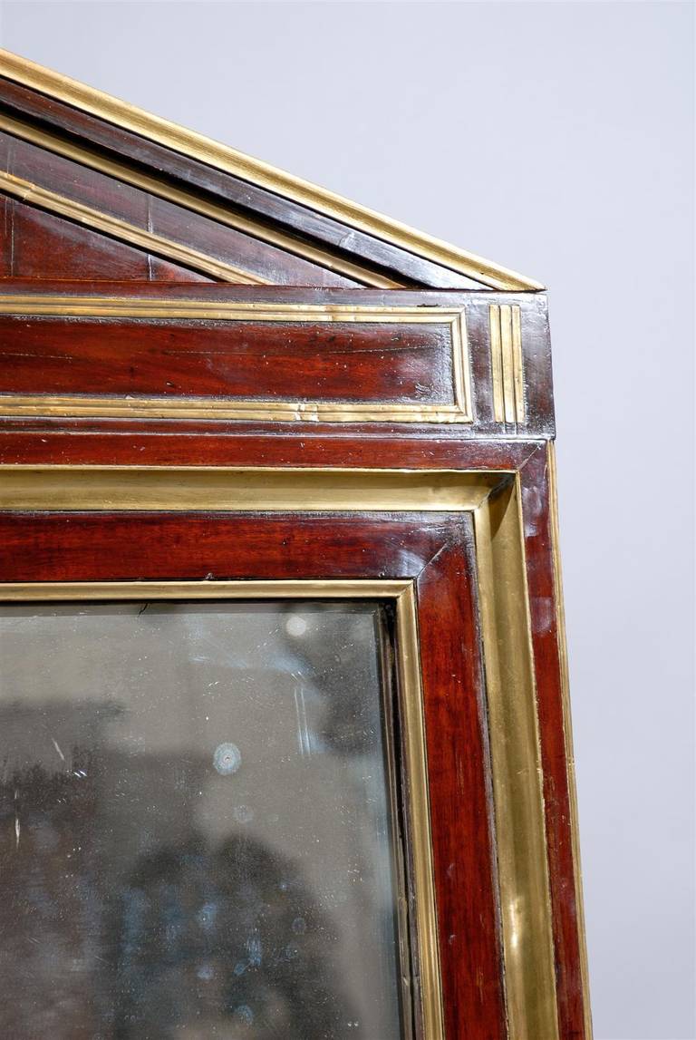 Early 19th Century Russian Mahogany Mirror with Triangular Top and Brass Inlay 3