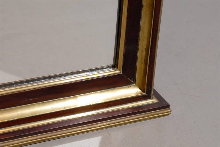 Early 19th Century Russian Mahogany Mirror with Triangular Top and Brass Inlay 1