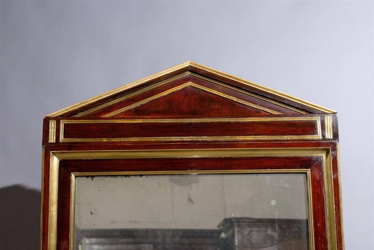 Early 19th Century Russian Mahogany Mirror with Triangular Top and Brass Inlay 4