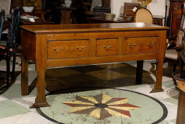 Early 19th Century Italian Pine Dresser Base with Lyre Legs
