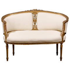 Petite 19th Century French Giltwood Settee or Loveseat
