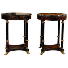 Pair of Painted Gueridon Tables with Marble Tops, circa 1890