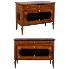 Pair of Neoclassical Inlaid Walnut Commodes ca. 1790