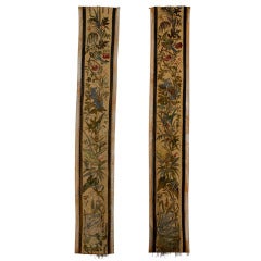 Pair of 19th Century Long Needlework Panels with Birds & Foliage