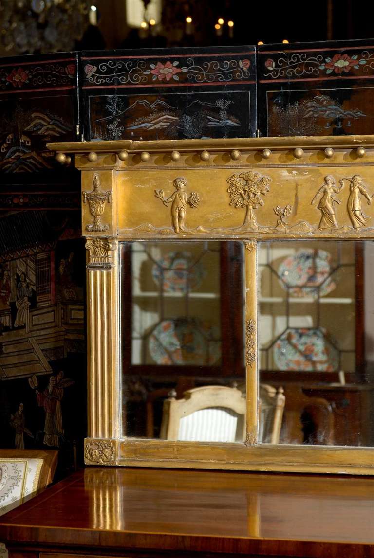 Neoclassical Style Gilt Overmantel Mirror, Late 19th Century In Good Condition In Atlanta, GA