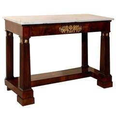19th Century Large French Classical Revival Mahogany Console with Marble Top
