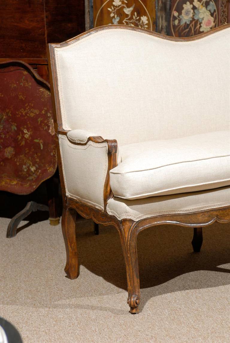 Petite 18th Century French Louis XV Walnut Loveseat, circa 1760 4