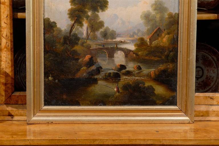 Giltwood Framed Oil on Canvas Landscape Painting, 19th Century 5