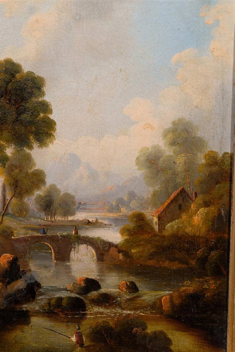 Giltwood Framed Oil on Canvas Landscape Painting, 19th Century 4