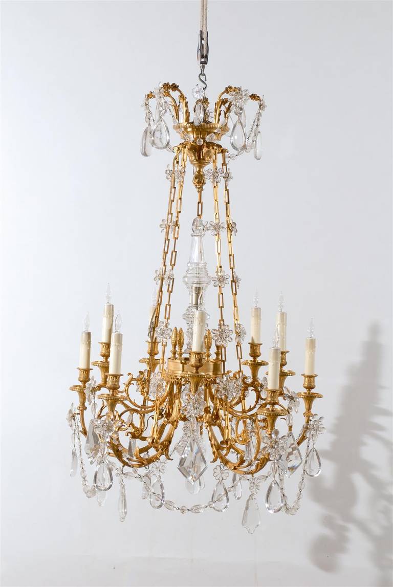 A 19th century bronze dore and crystal chandelier with ten lights. Wired for U.S.A electricity.

William Word Fine Antiques: Atlanta's source for antique interiors since 1956.