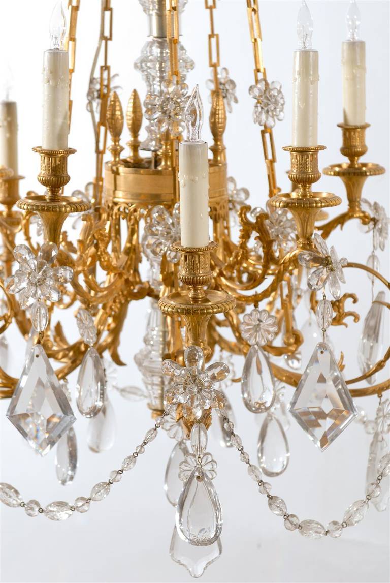 19th Century French Bronze Dore and Crystal Chandelier 5
