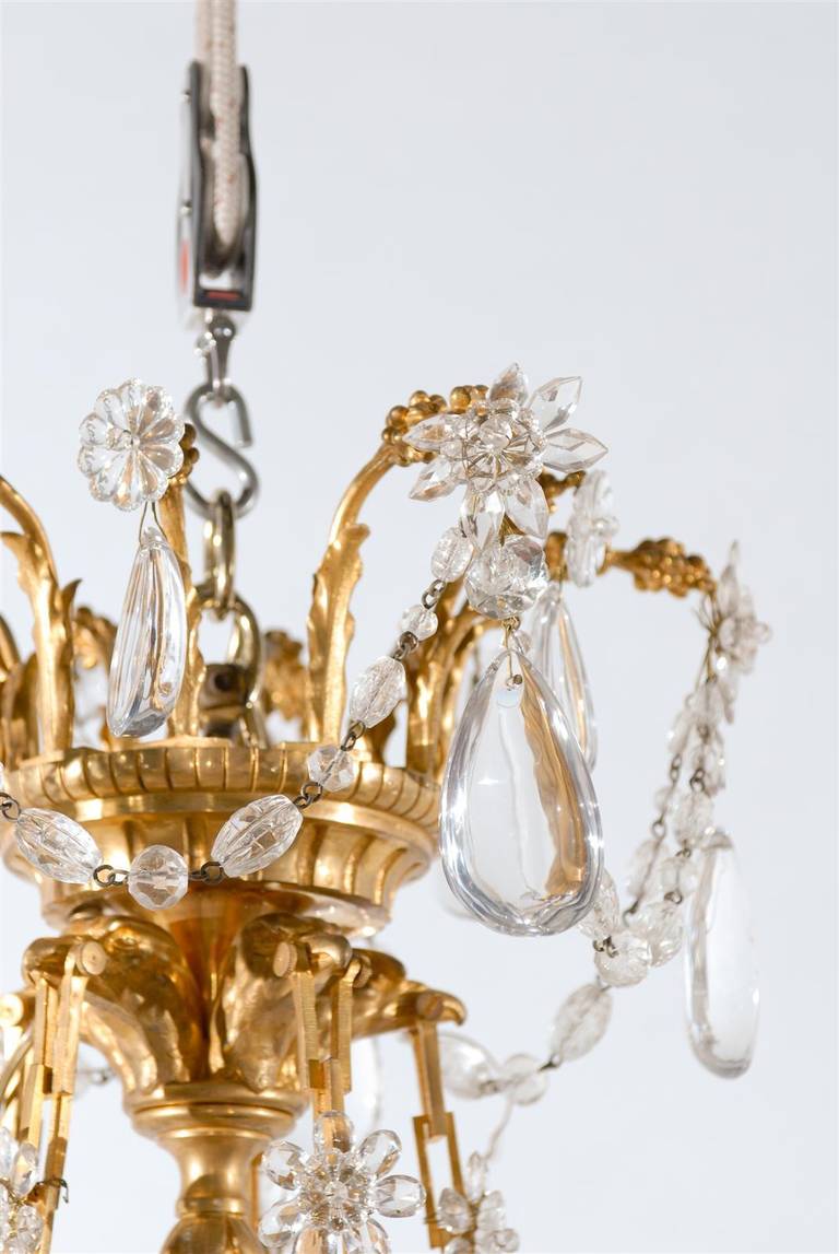 19th Century French Bronze Dore and Crystal Chandelier 2