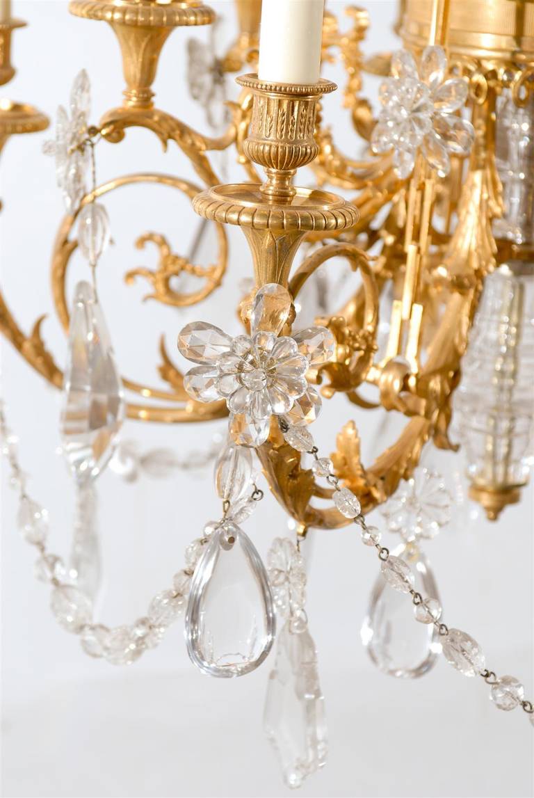 19th Century French Bronze Dore and Crystal Chandelier 1