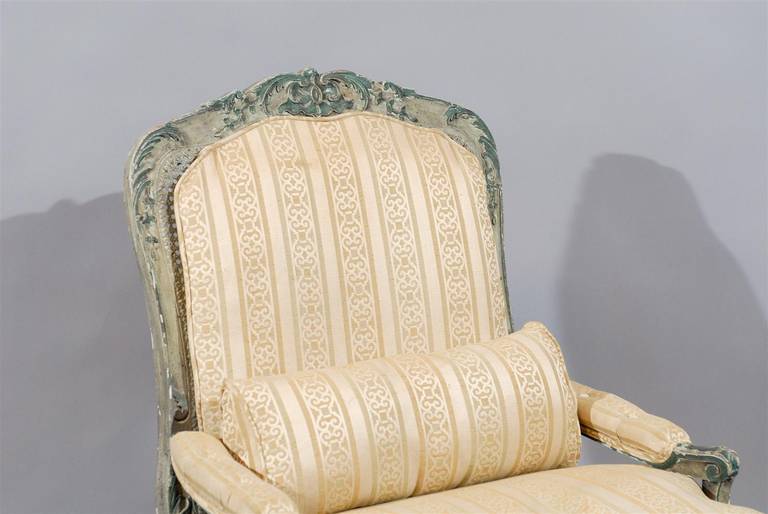 Large 19th Century French Fauteuil in Painted Finish 3