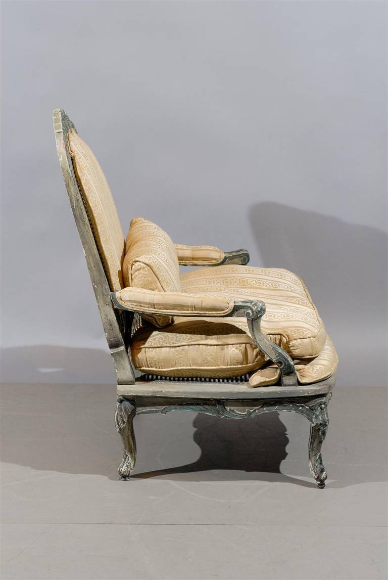 Large 19th Century French Fauteuil in Painted Finish 4