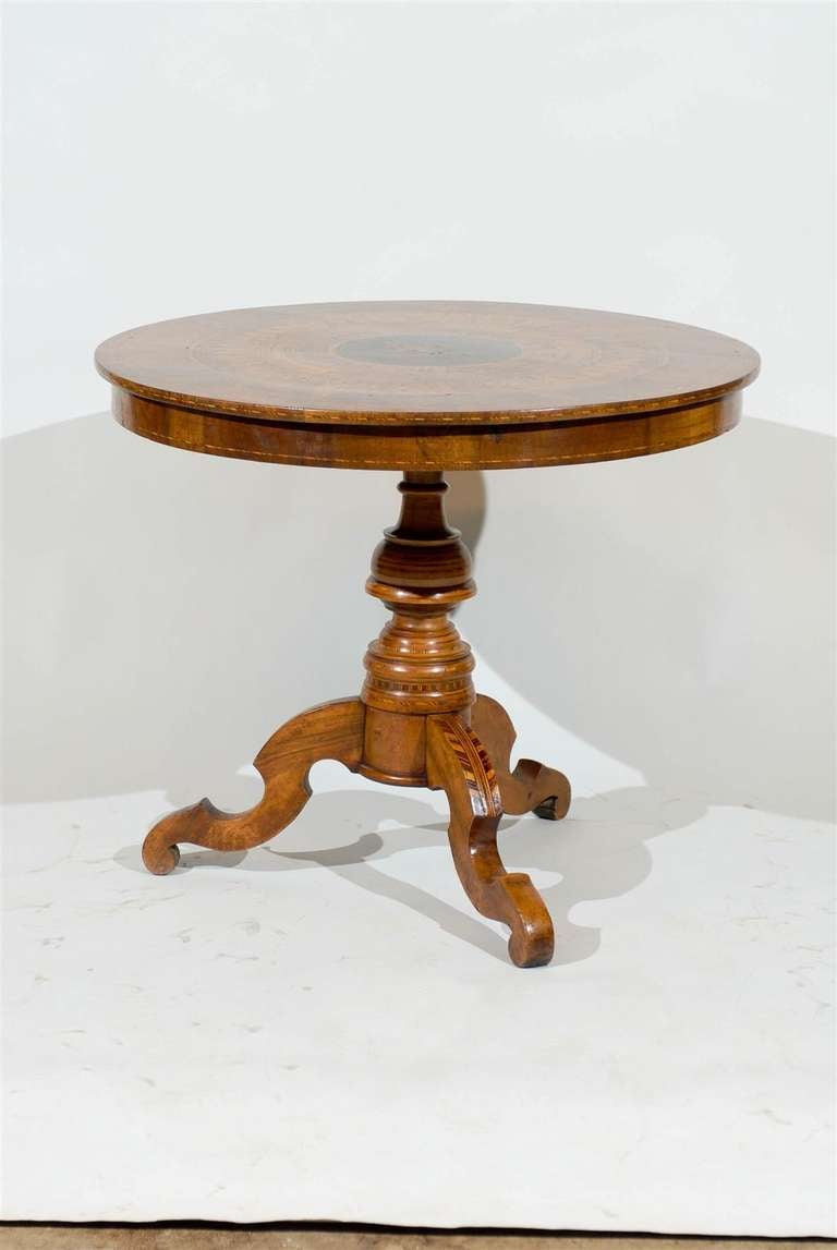Late 19th Century Italian Inlaid Walnut Sorrento Table