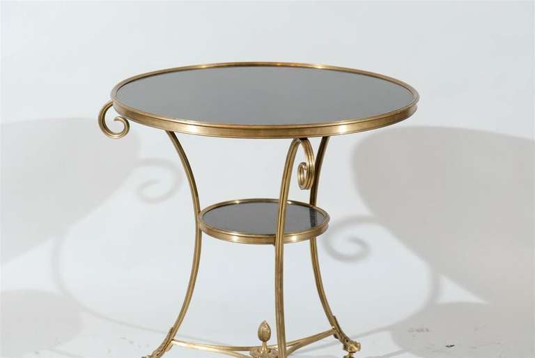 French Empire Style Brass & Marble Gueridon