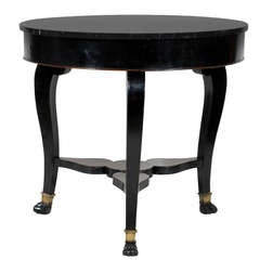 19th Century French Gueridon Ebonized Table with Black Marble Top