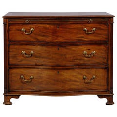 18th Century George III Serpentine Mahogany Chest with Slide and Ogee Feet