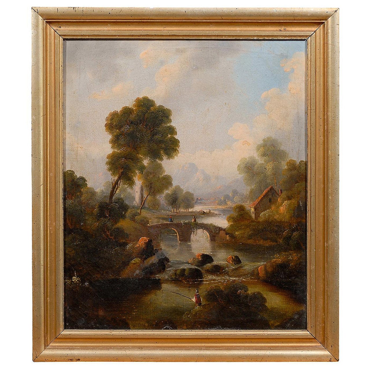Giltwood Framed Oil on Canvas Landscape Painting, 19th Century