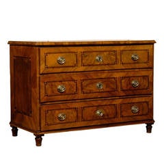 19th Century Neoclassical German Parquetry Inlaid Walnut Commode