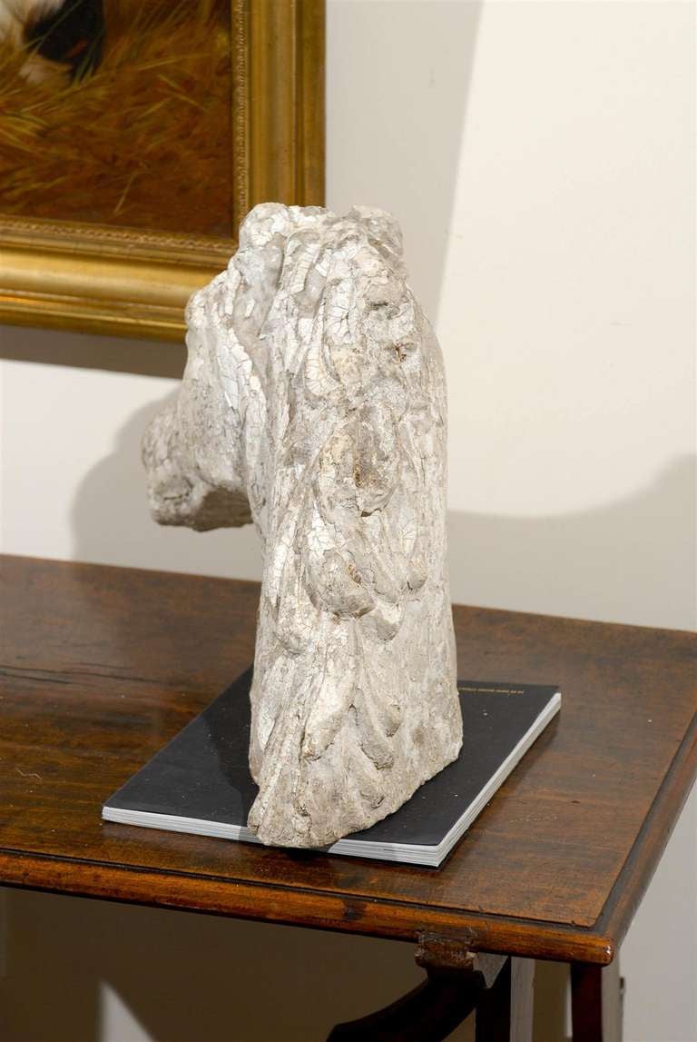 French Stone Horse Head Sculpture with Weathered Patina from the 1930s 2